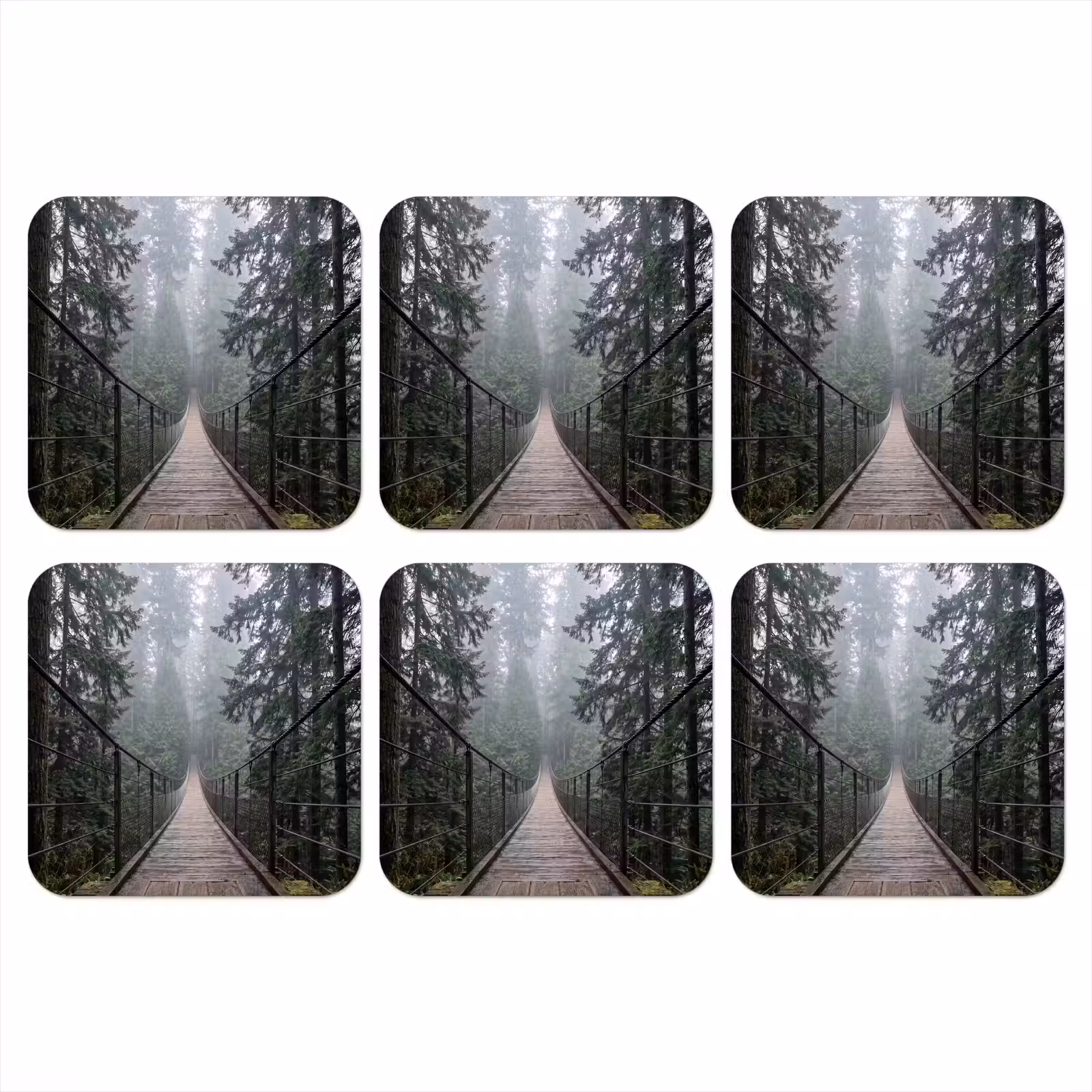 Onderzetter - Brug - Bos - Mist - Natuur — 1