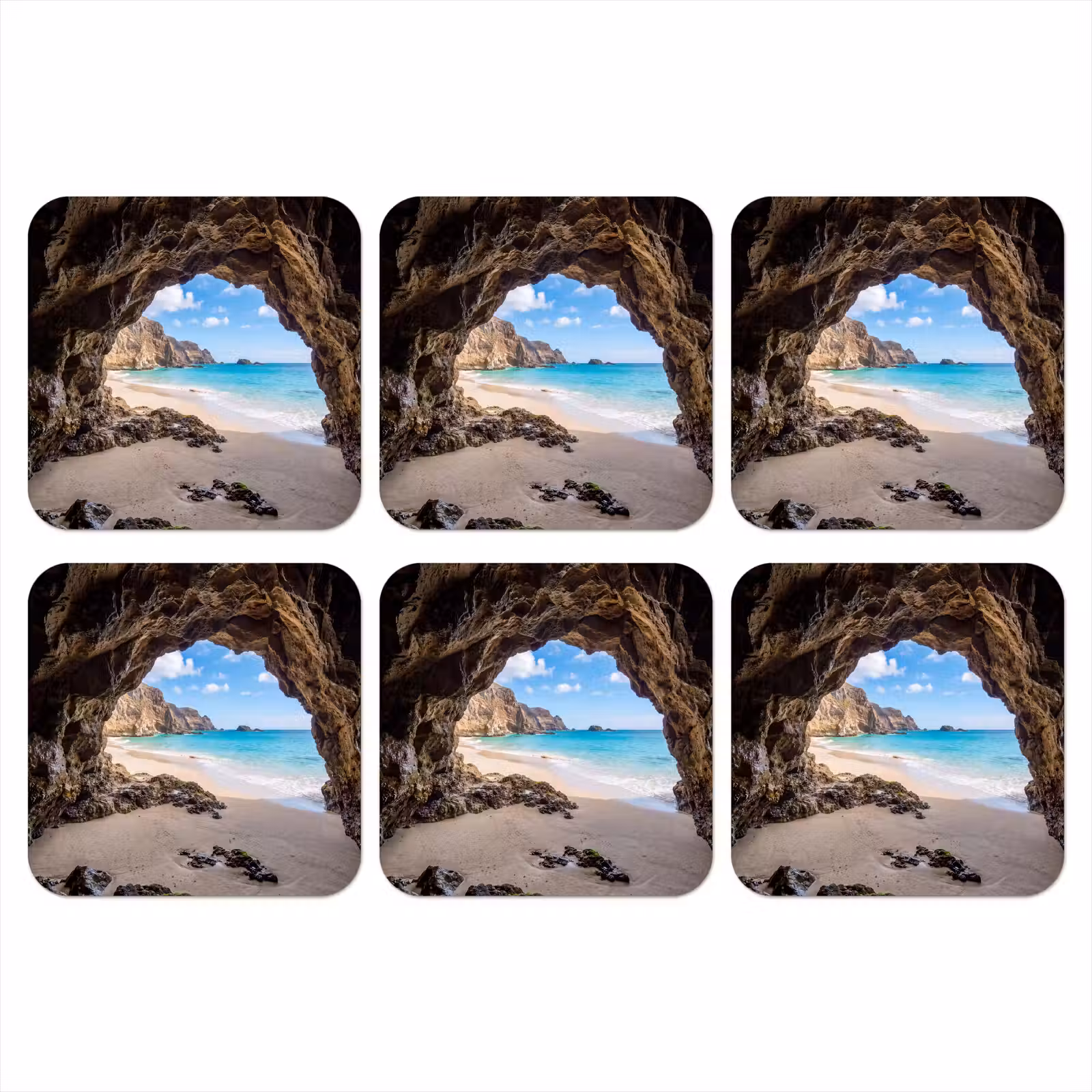 Onderzetter - Grot - Strand - Zee - Blauw — 1