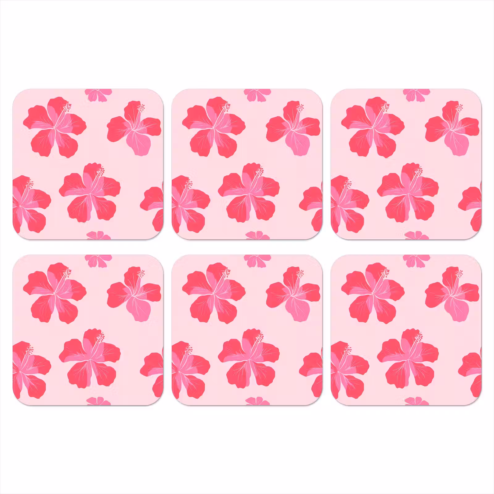 Onderzetter - Hibiscus - Bloemen - Roze — 1