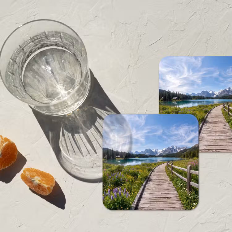 Onderzetter - Bergen - Meer - Landschap - Blauw — 3