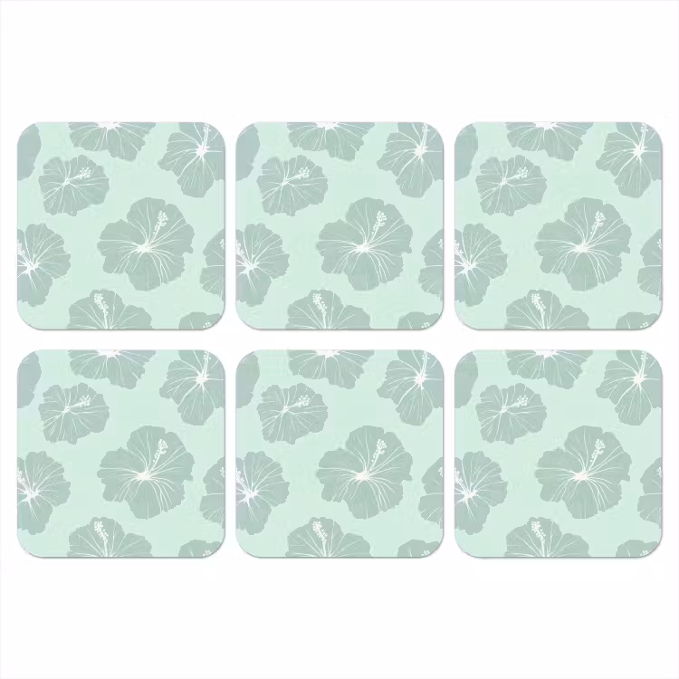 Onderzetter - Bloemen - Hibiscus - Mint — 1