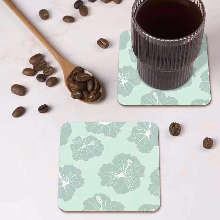 Onderzetter - Bloemen - Hibiscus - Mint — 4
