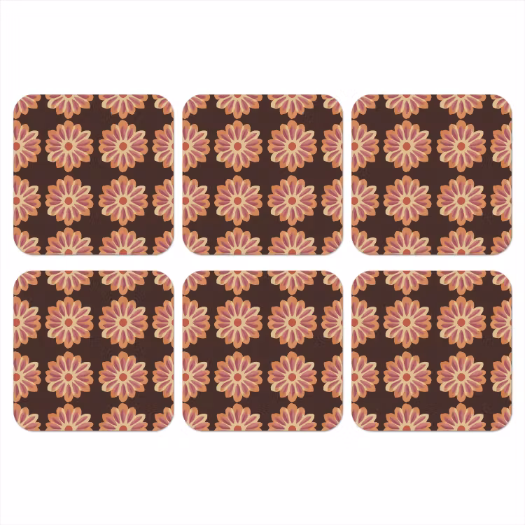 Onderzetter - Bloemen - Patroon - Bruin — 1