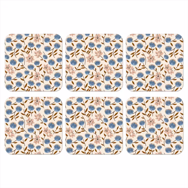 Onderzetter - Bloemen - Wild - Blauw — 1