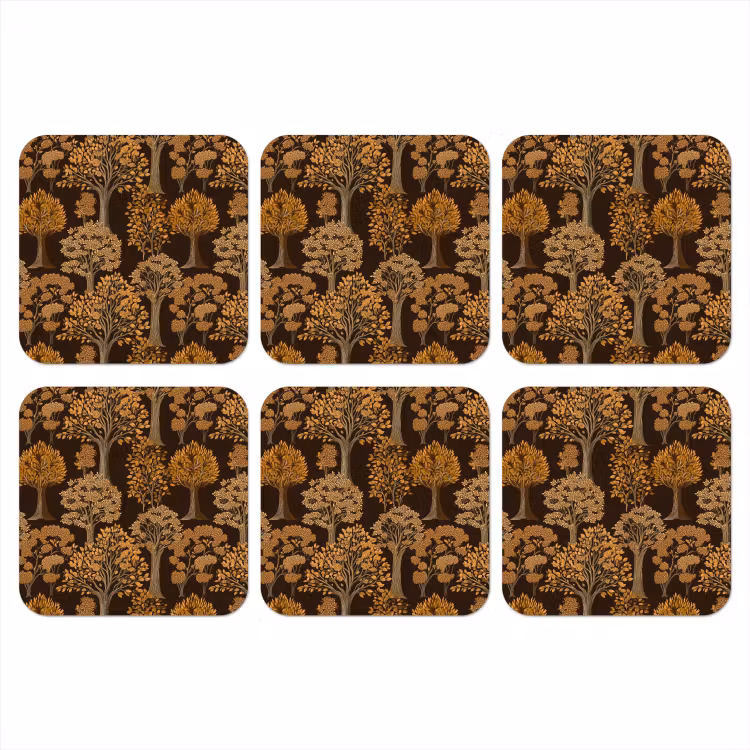 Onderzetter - Bomen - Patroon - Bruin — 1