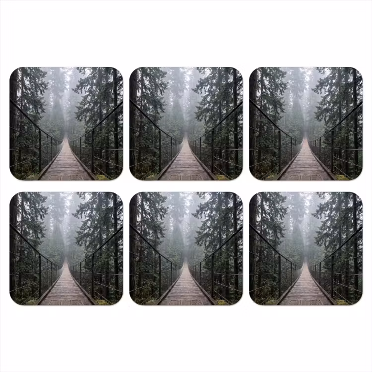Onderzetter - Brug - Bos - Mist - Natuur — 1