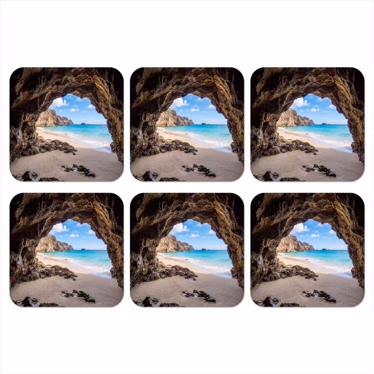 Onderzetter - Grot - Strand - Zee - Blauw — 1
