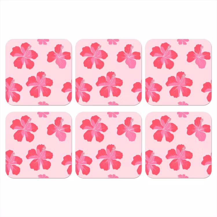Onderzetter - Hibiscus - Bloemen - Roze — 1