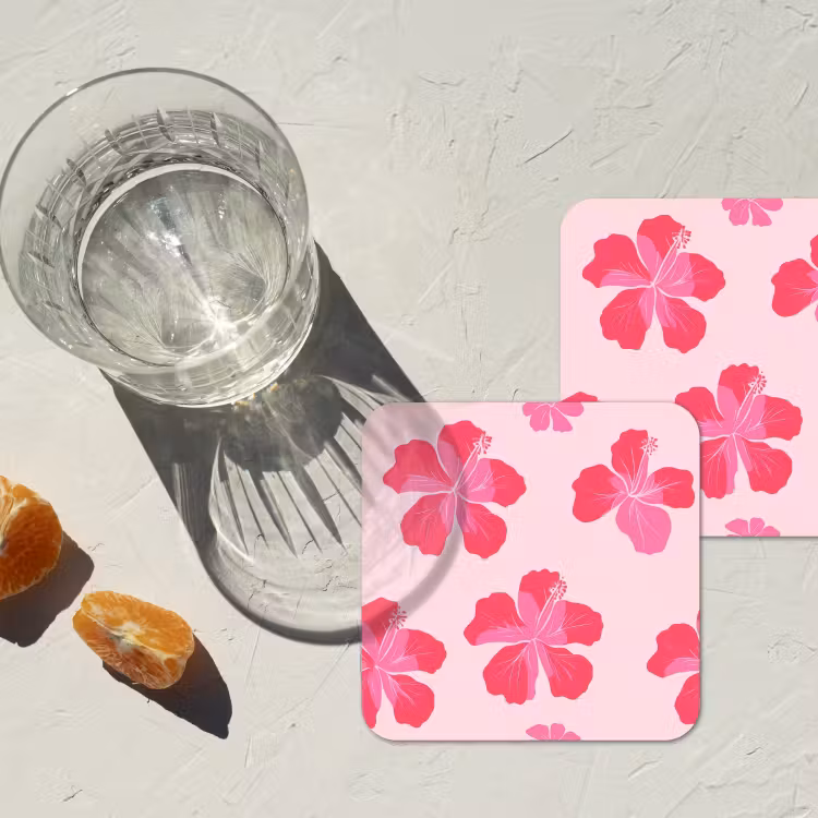 Onderzetter - Hibiscus - Bloemen - Roze — 3