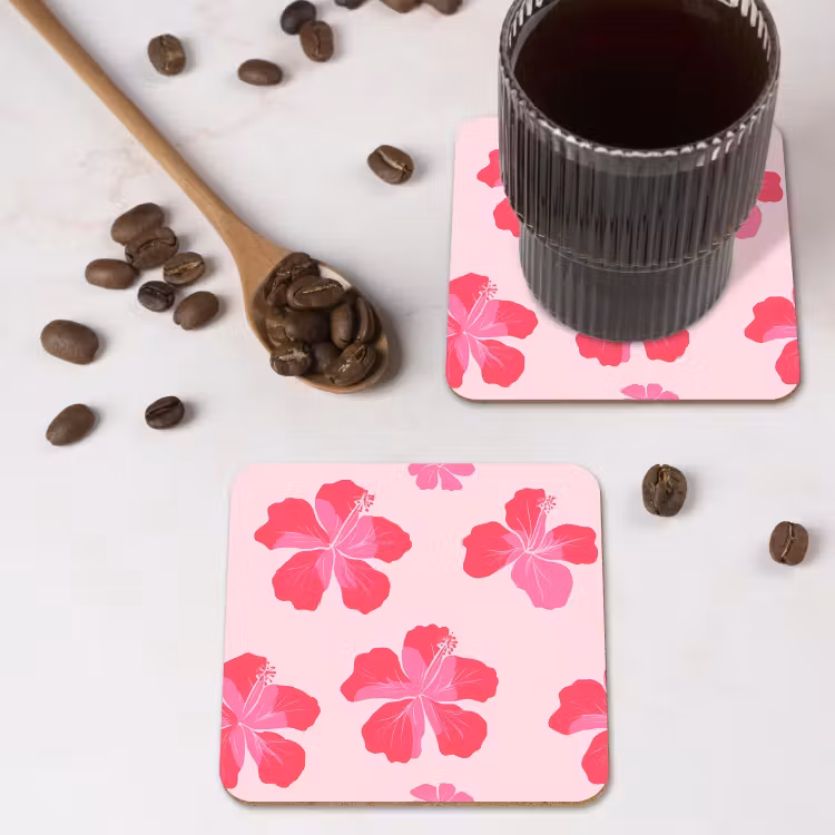 Onderzetter - Hibiscus - Bloemen - Roze — 4