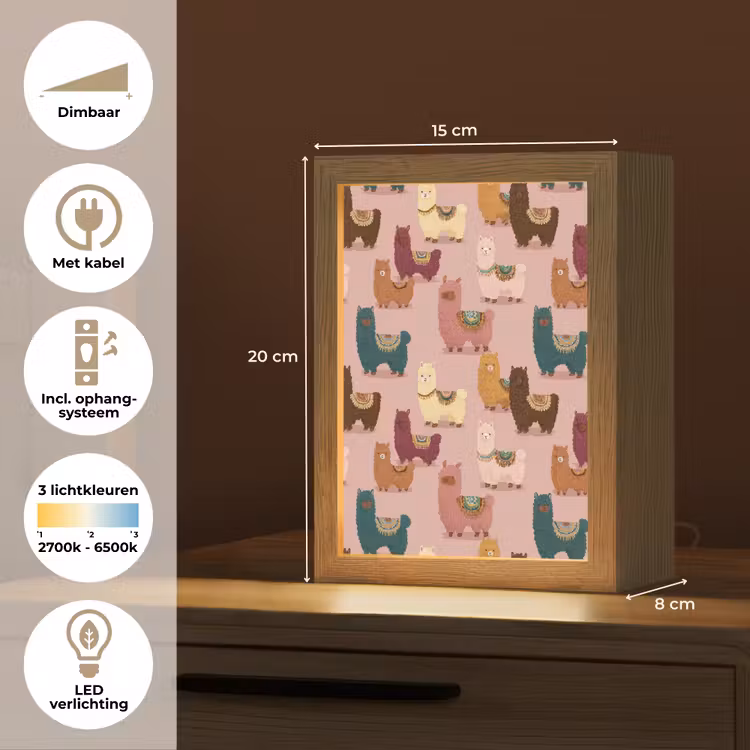 Nachtlampje - Alpaca's - Patroon - Kleurrijk — 2