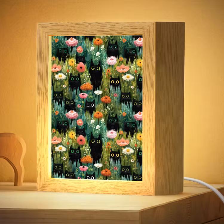 Nachtlampje - Katten - Bloemen - Kleurrijk — 4
