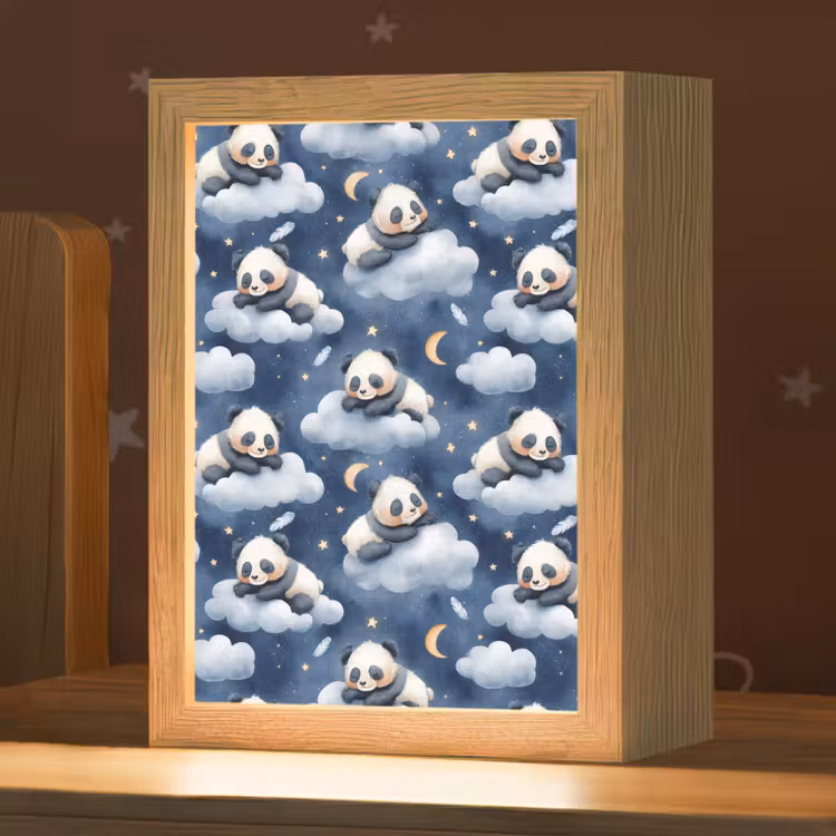 Nachtlampje - Panda's - Slapen - Blauw — 1