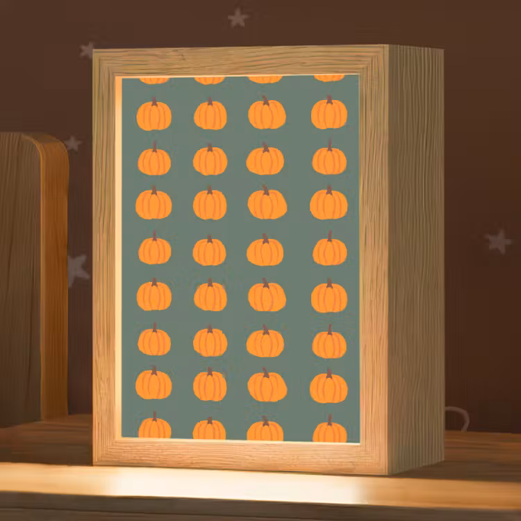 Nachtlampje - Pompoen - Patroon - Oranje — 1