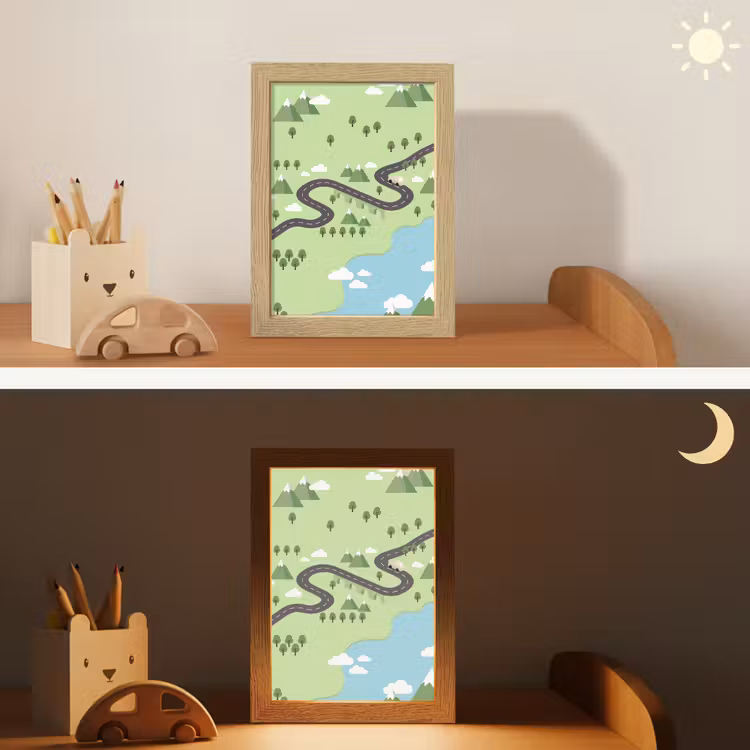Nachtlampje - Auto - Bergweg - Natuur - Illustratie — 7