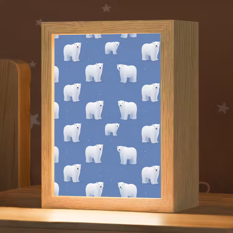 Nachtlampje - IJsbeer - Patroon - Blauw — 1