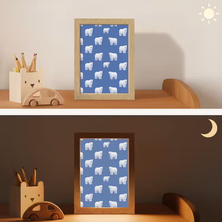 Nachtlampje - IJsbeer - Patroon - Blauw — 7