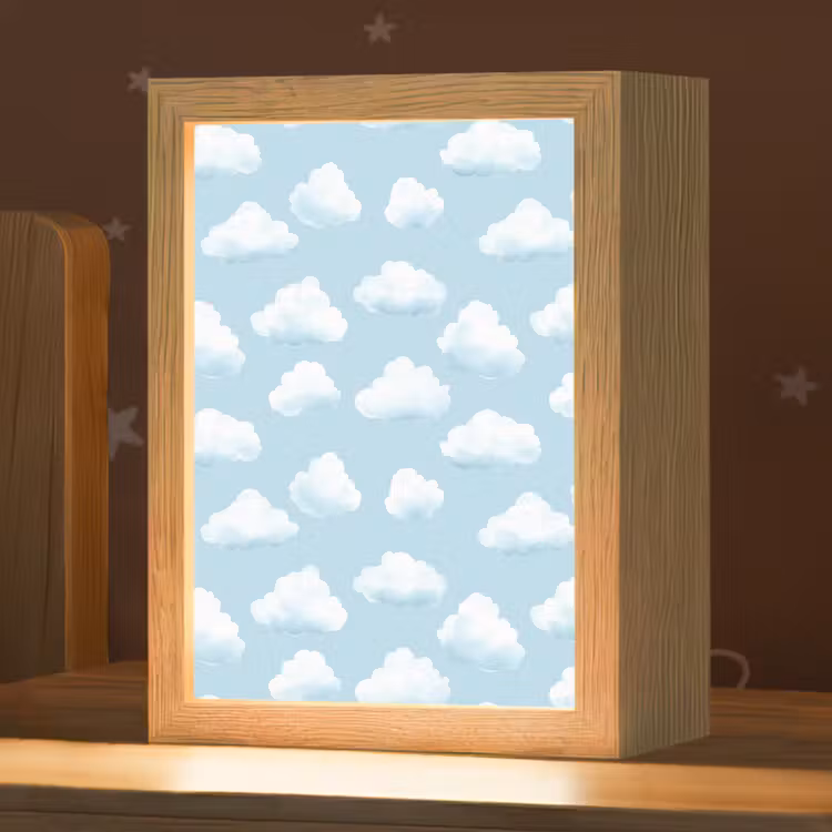 Nachtlampje - Wolken - Illustratie - Blauw — 1