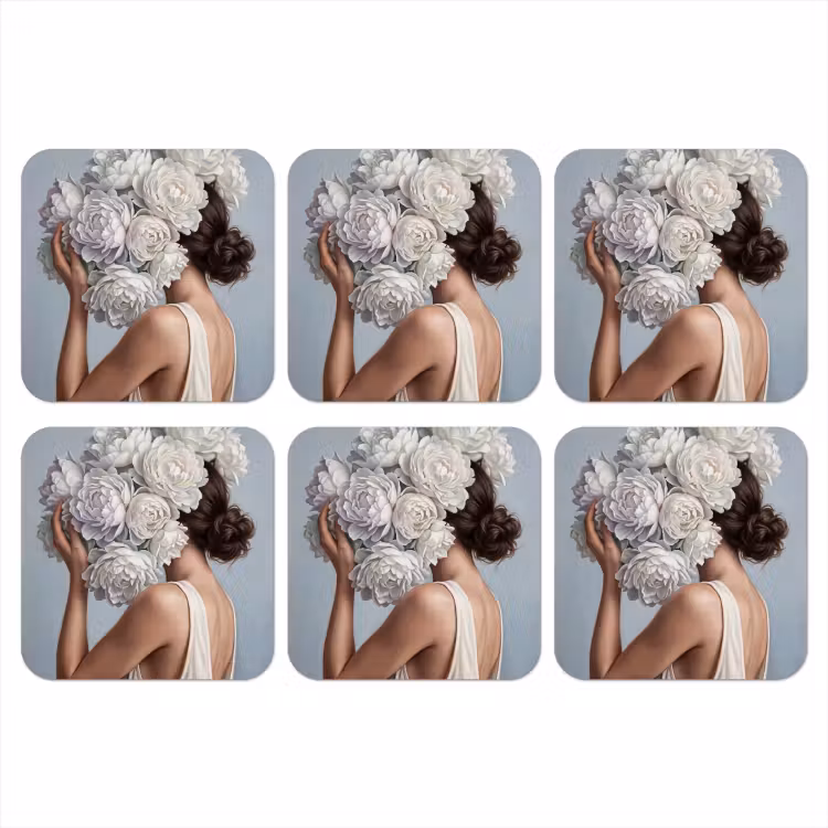Onderzetter​ - Bloemen - Vrouw - Wit — 1