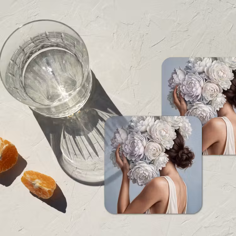 Onderzetter​ - Bloemen - Vrouw - Wit — 3