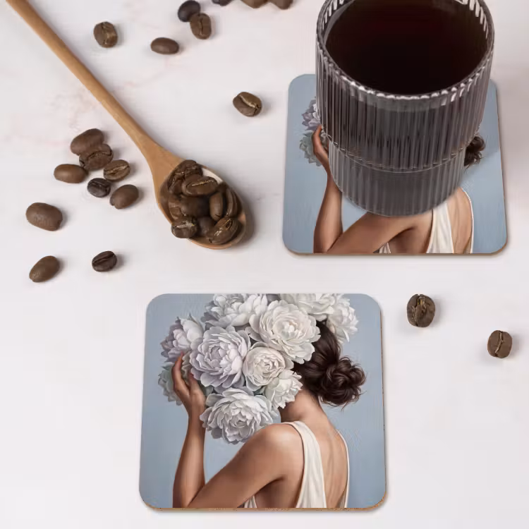 Onderzetter​ - Bloemen - Vrouw - Wit — 4