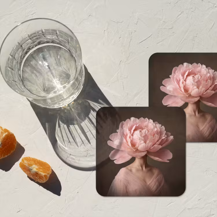Onderzetter - Gezicht - Roos - Roze — 3
