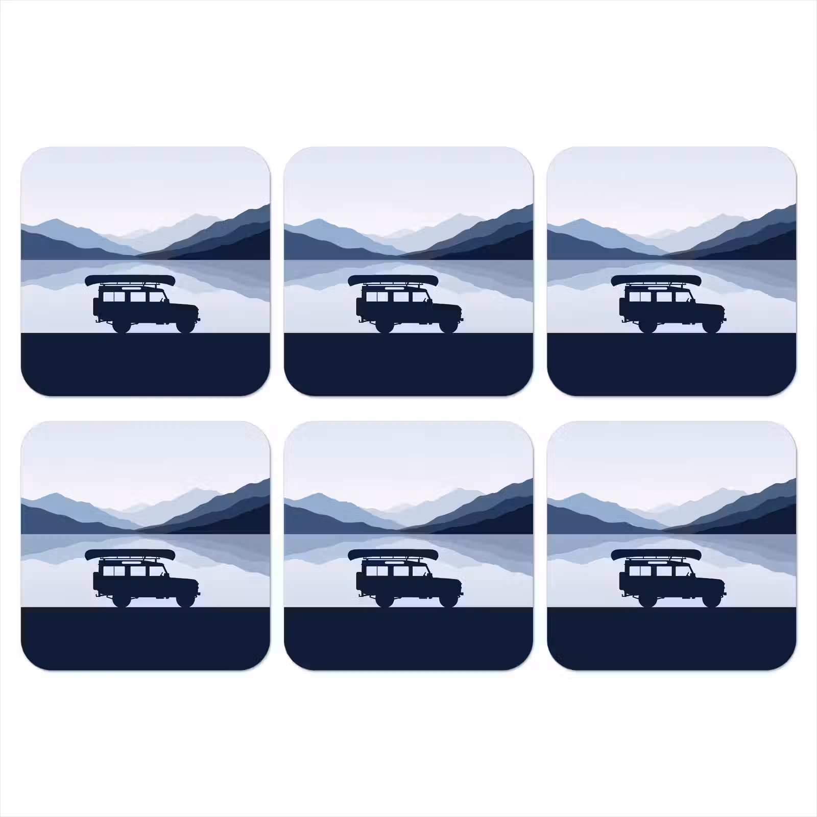 Onderzetter - Auto - Meer - Bergen - Blauw — 1
