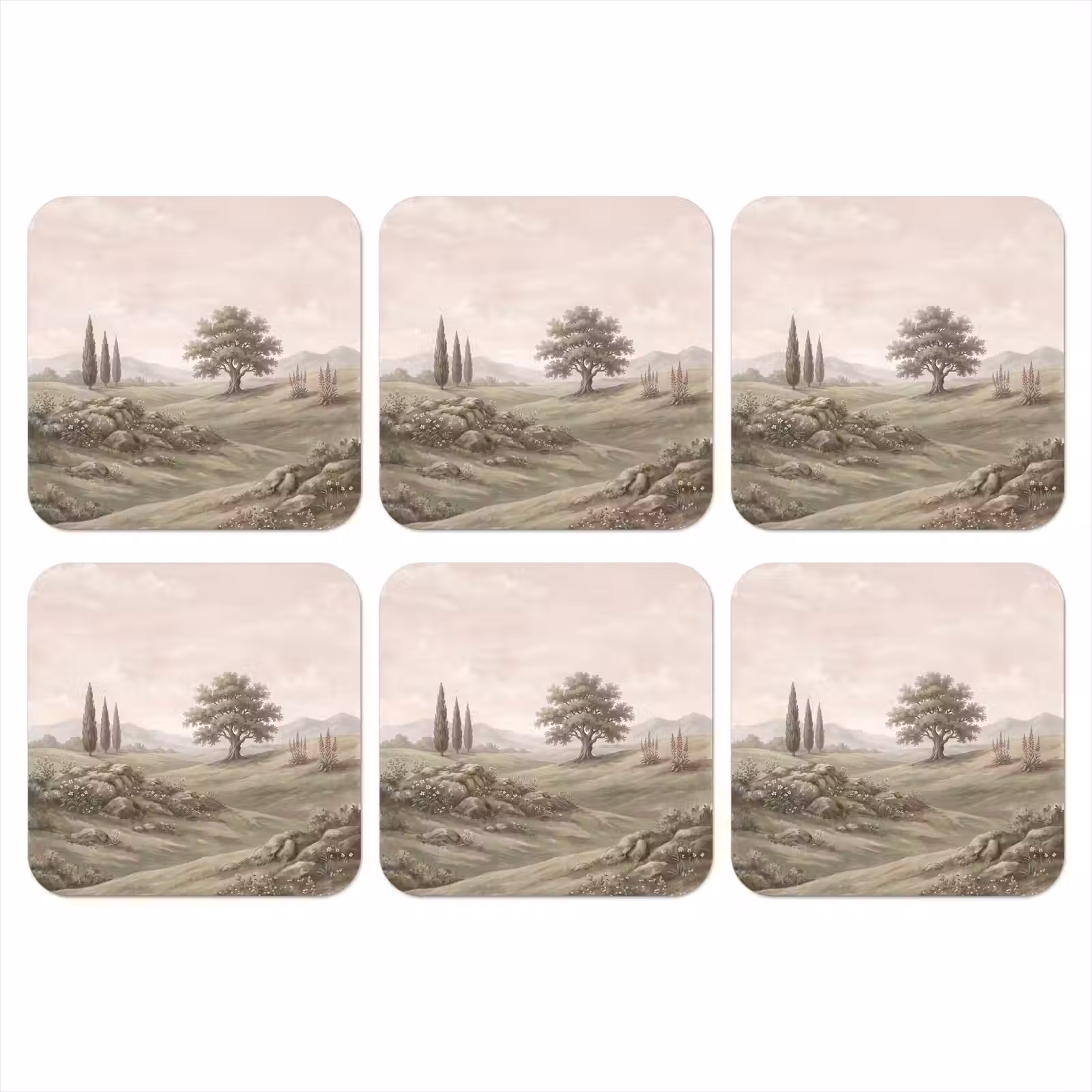 Onderzetter - Heuvellandschap - Bomen - Natuur - Groen — 1