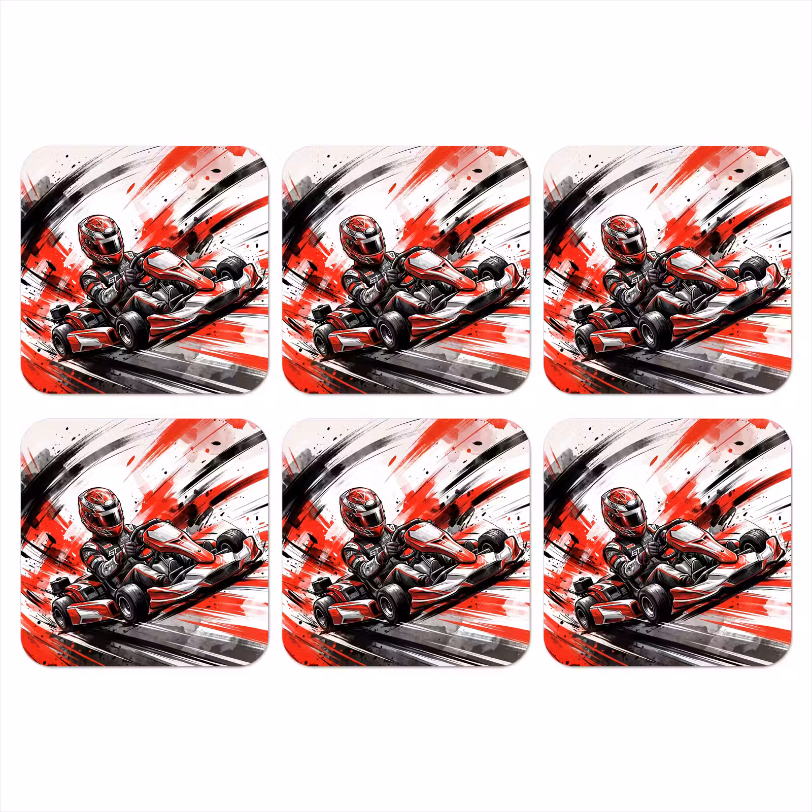 Onderzetter - Kart - Coureur - Snelheid - Rood — 1