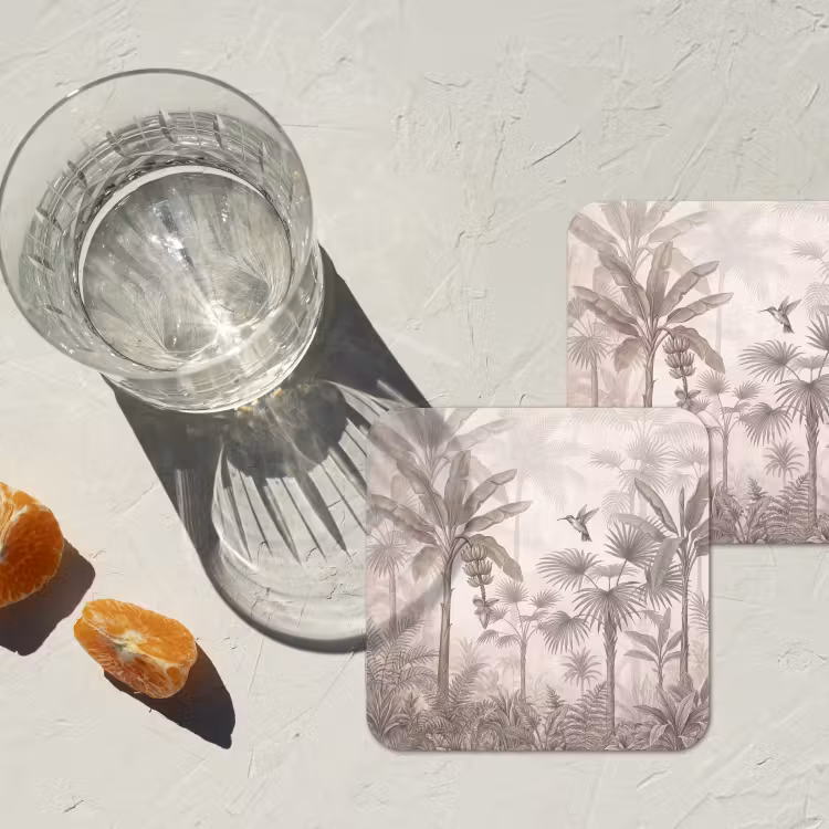 Onderzetter - Jungle - Banenboom - Kolibrie - Beige — 3