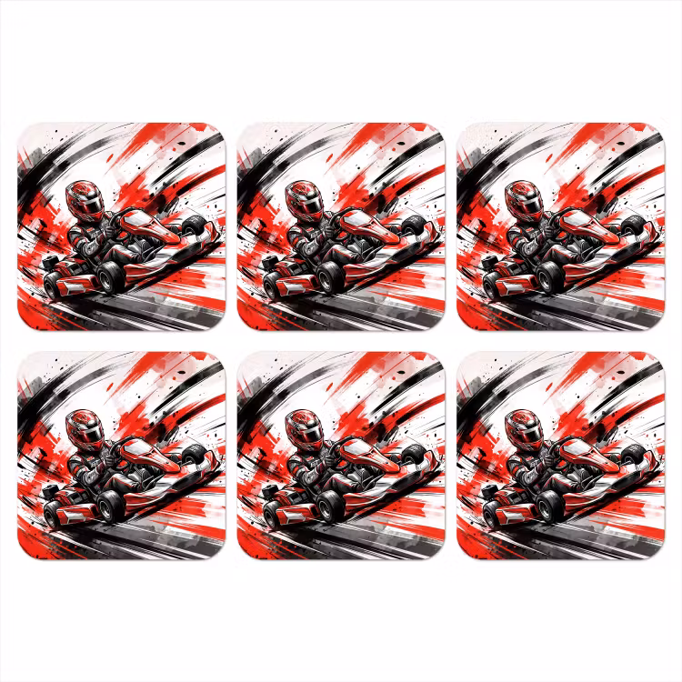Onderzetter - Kart - Coureur - Snelheid - Rood — 1