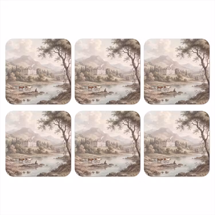 Onderzetter - Landhuis - Rivier - Vee — 1
