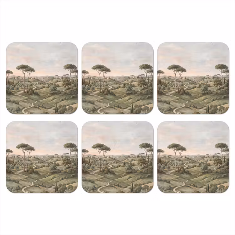 Onderzetter - Landschap - Heuvels - Zandpad - Groen — 1
