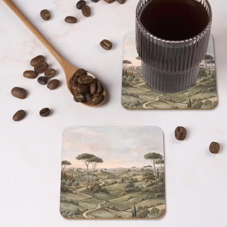Onderzetter - Landschap - Heuvels - Zandpad - Groen — 4
