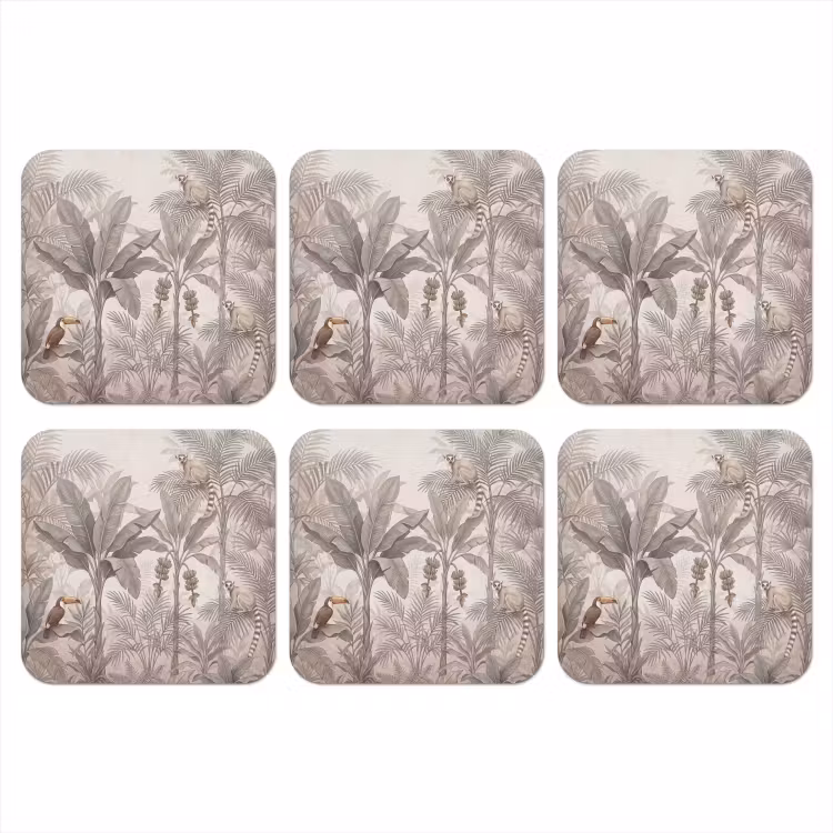 Onderzetter - Natuur - Jungle - Ringstaartmaki - Bruin — 1