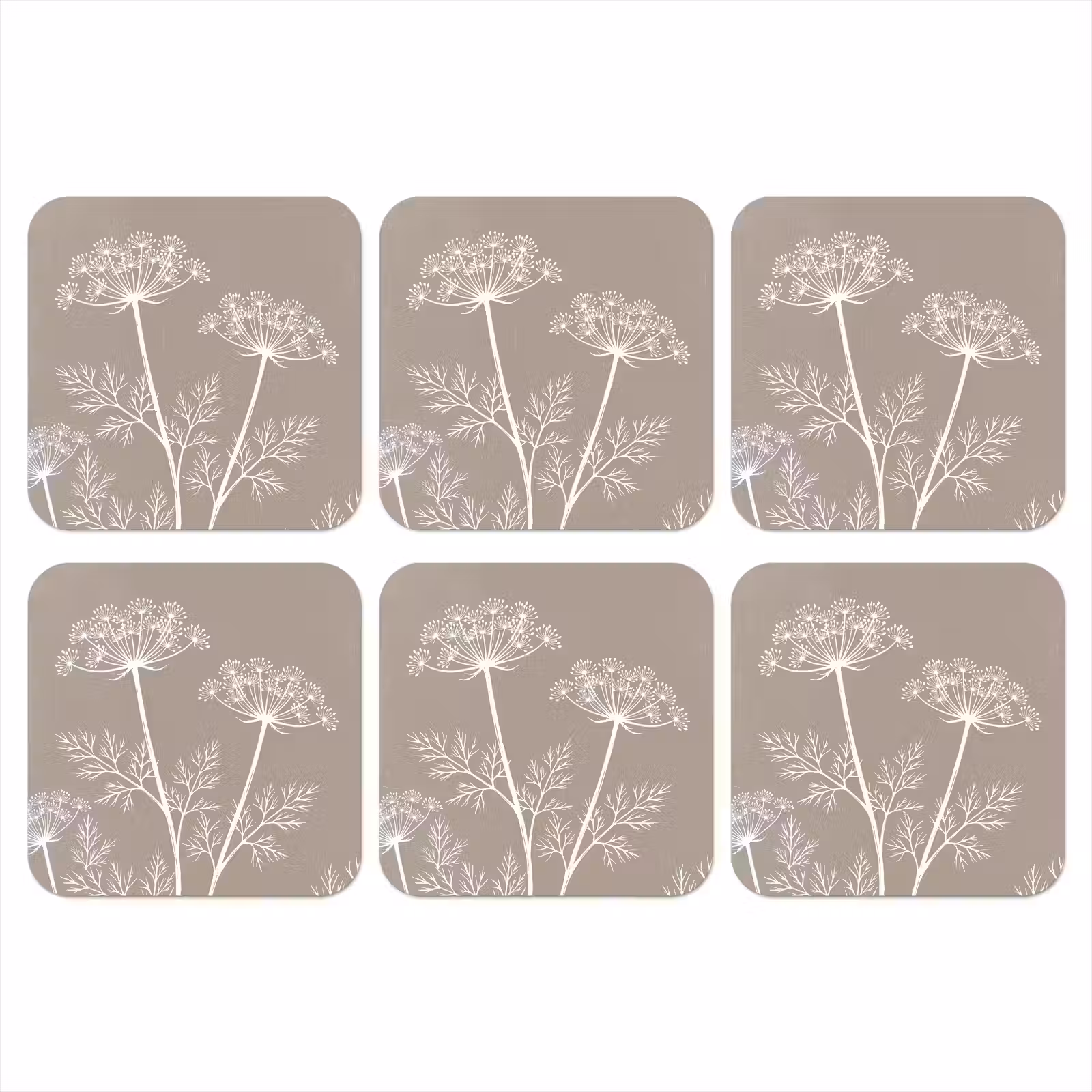 Onderzetter - Grafisch - Fluitenkruid - Taupe — 1
