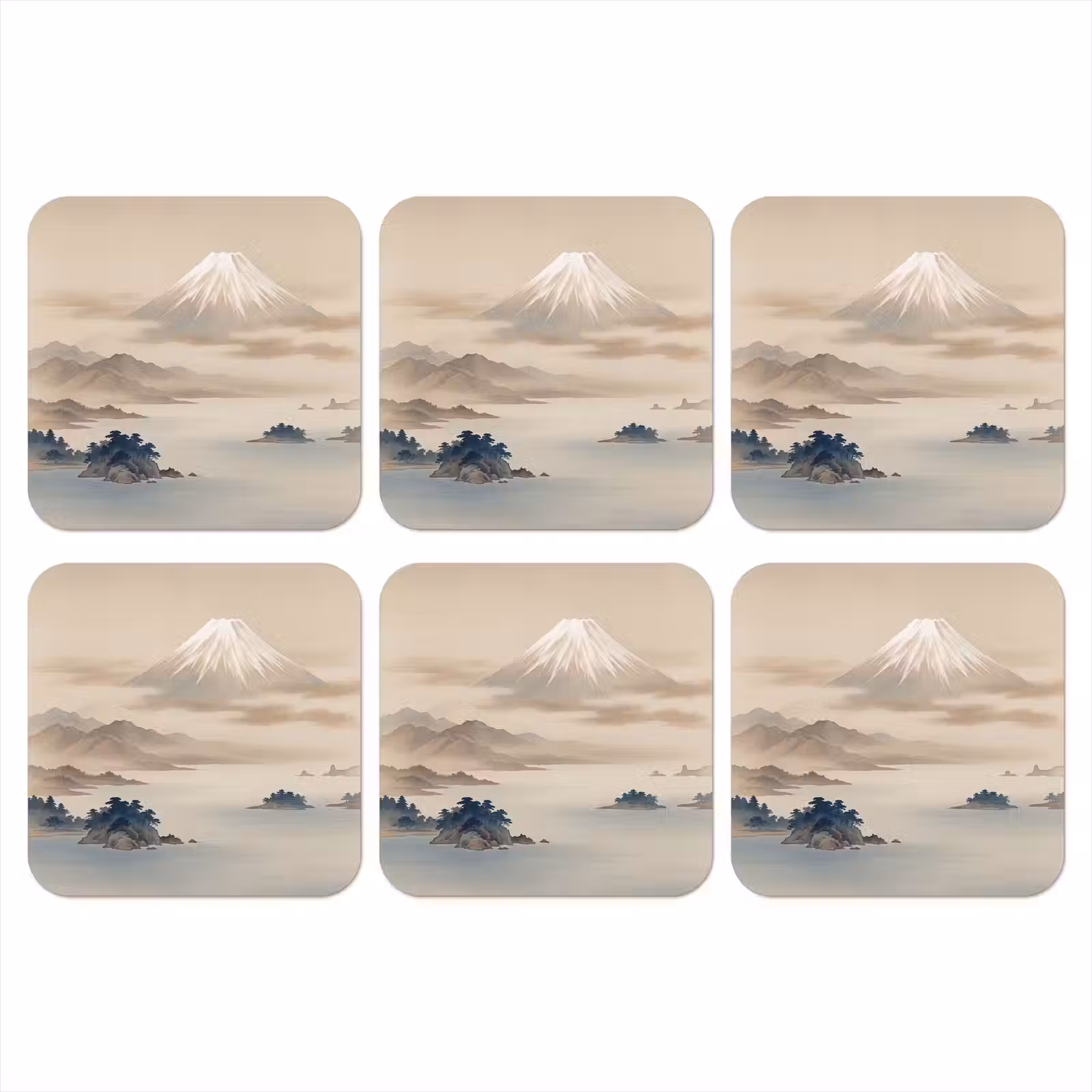 Onderzetter - Japans - Landschap - Beige — 1