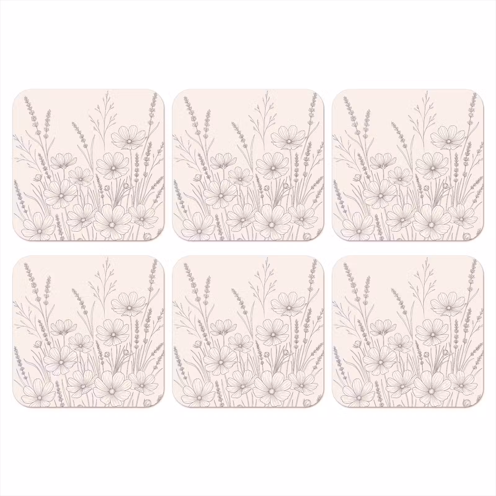 Onderzetter - Minimalistisch - Modern - Bloemen - Beige — 1
