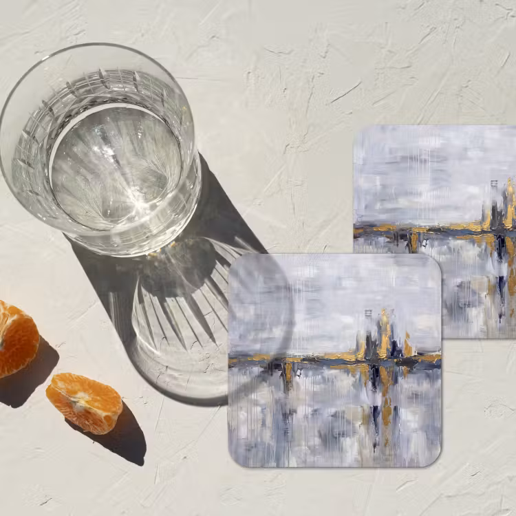Onderzetter - Abstract - Structuur - Goud - Grijs - Modern — 3