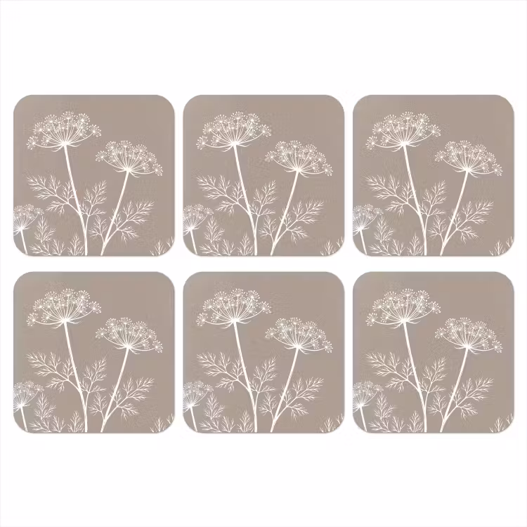 Onderzetter - Grafisch - Fluitenkruid - Taupe — 1