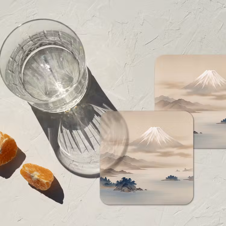 Onderzetter - Japans - Landschap - Beige — 3