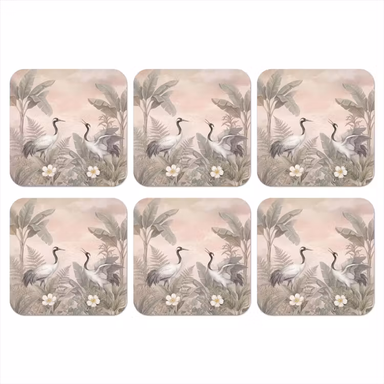 Onderzetter - Kraanvogels - Natuur - Roze — 1