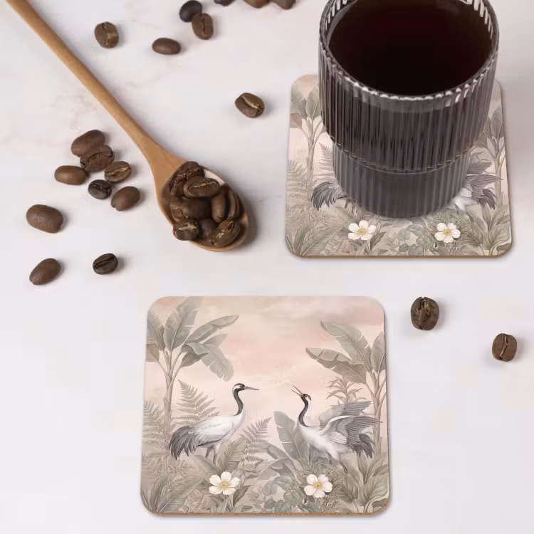 Onderzetter - Kraanvogels - Natuur - Roze — 4