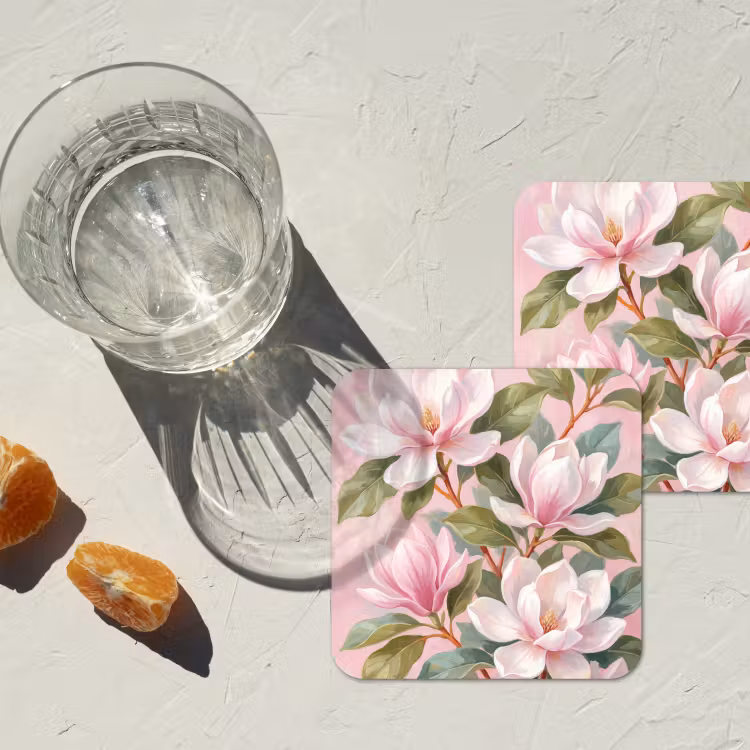 Onderzetter - Magnolia's - Patroon - Roze — 3