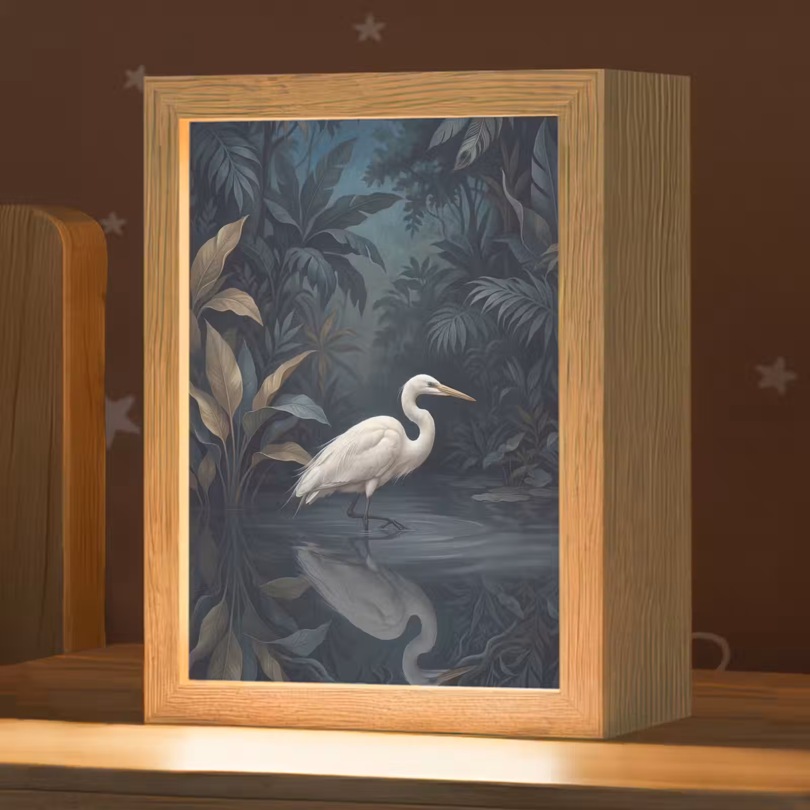 Nachtlampje - Reiger - Water - Natuur - Modern - Wit — 1