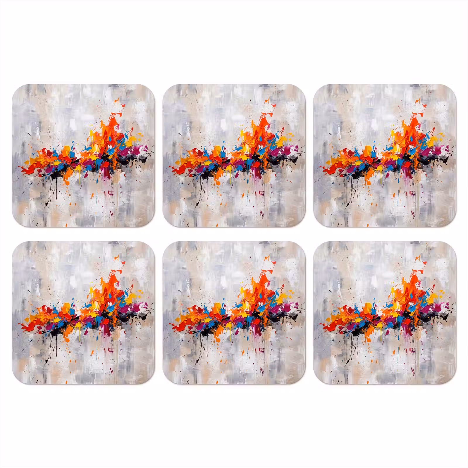 Onderzetter - Abstract - Schilderij - Kleurrijk - Dynamisch — 1