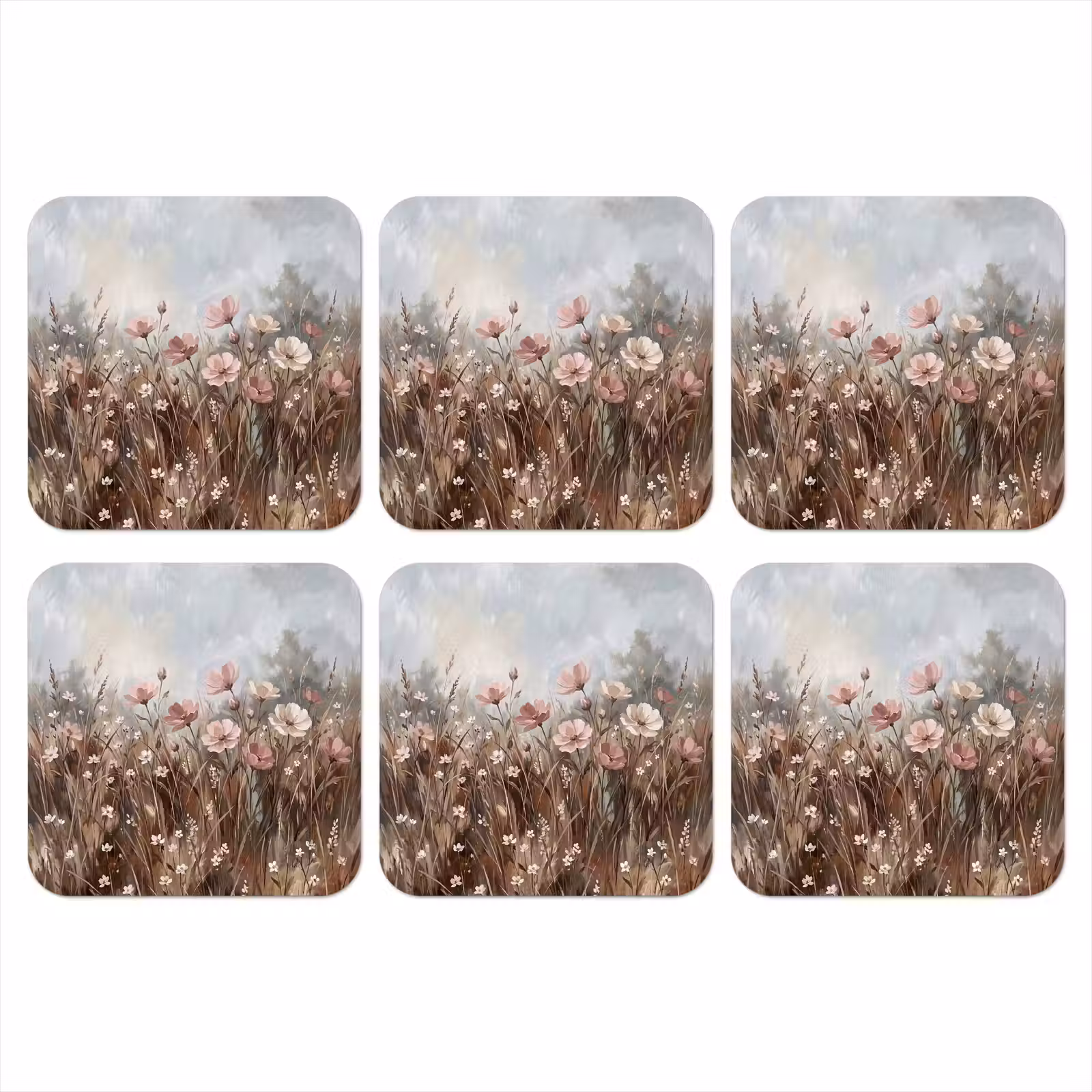 Onderzetter - Bloemen - Botanisch - Schilderij - Pastel - Rustiek — 1