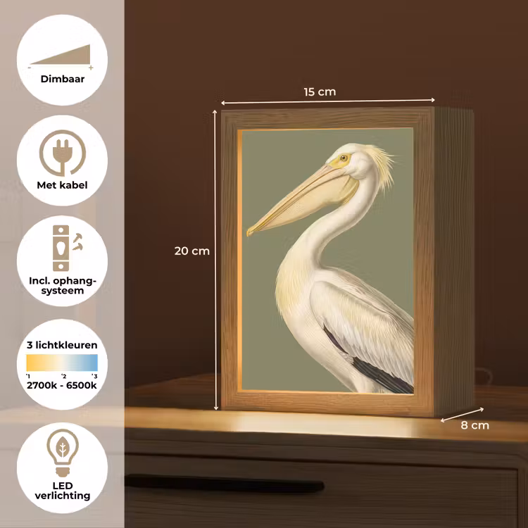 Nachtlampje - Pelikaan - Wit - Vogel - Klassiek - Natuur — 2