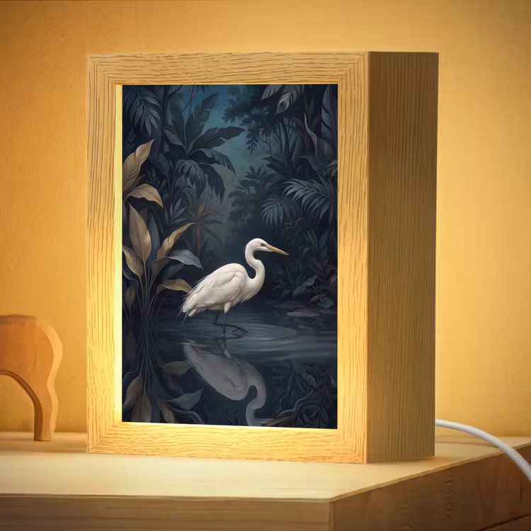 Nachtlampje - Reiger - Water - Natuur - Modern - Wit — 4