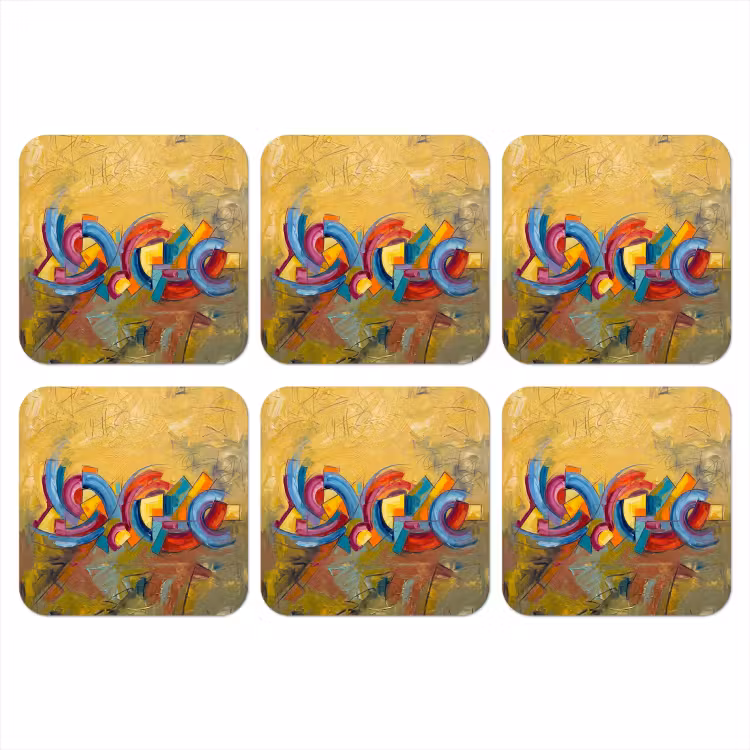 Onderzetter​ - Abstract - Cirkels - Schilderij - Kleurrijk - Dynamisch — 1